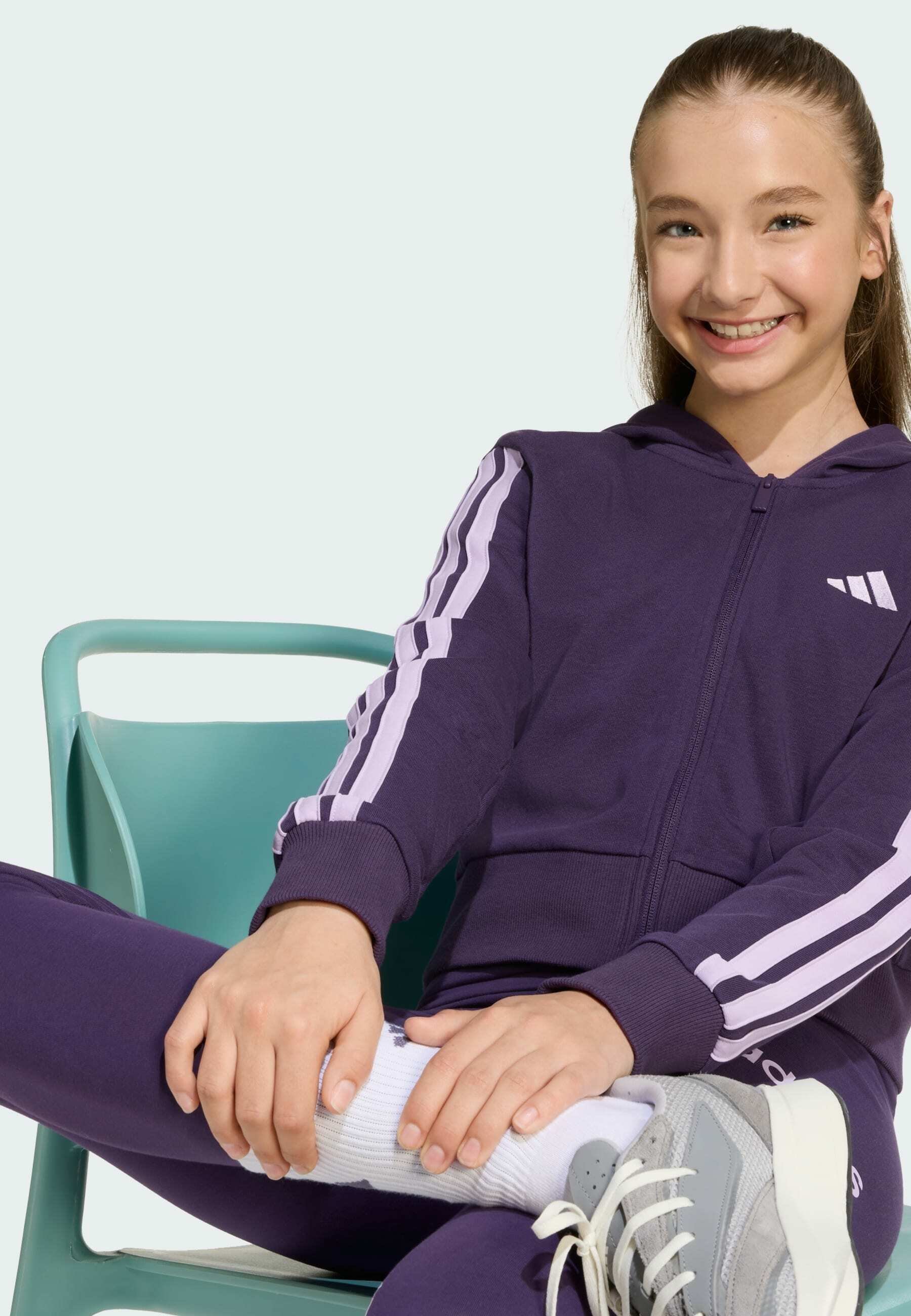 felpa adidas Sportswear ESSENTIALS FULL - Felpa con zip - aurora prugna cipria