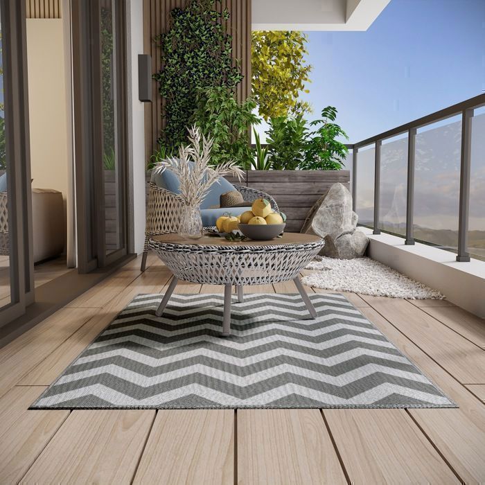 Plaque épaissieTapis extérieur tapis en plastique imperméable 121x182cm gris clair + blanc pour balcon