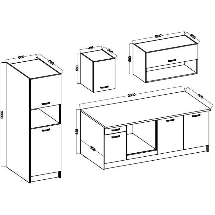 PREGO Complete Kitchen - 263 cm Wide - White and Oak Finish - 203 cm Worktop Included