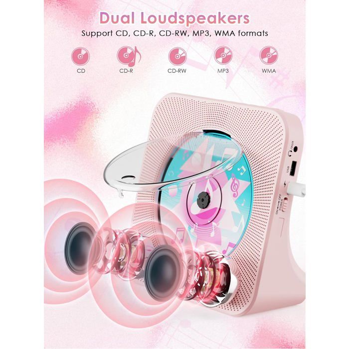 Bluetooth-CD-Player mit Lautsprecher, Desktop-CD-Player, tragbarer CD-Player mit Staubschutzhülle [A1]