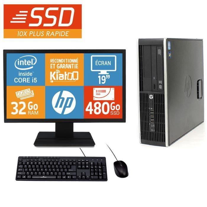 HP Elite 8100 - Ordinateur de bureau - Intel Core i5 - RAM 32Go - 480Go SSD - TFT 19
