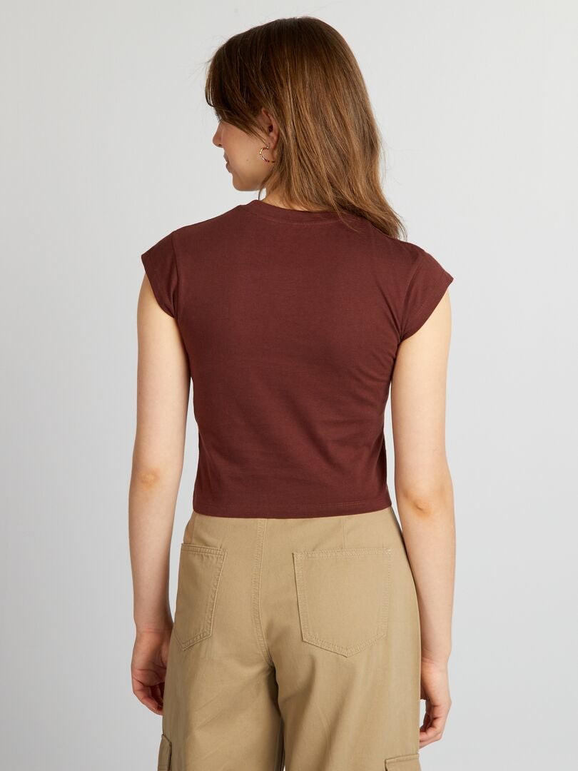 'Harvard' crop top met ronde hals - ROOD