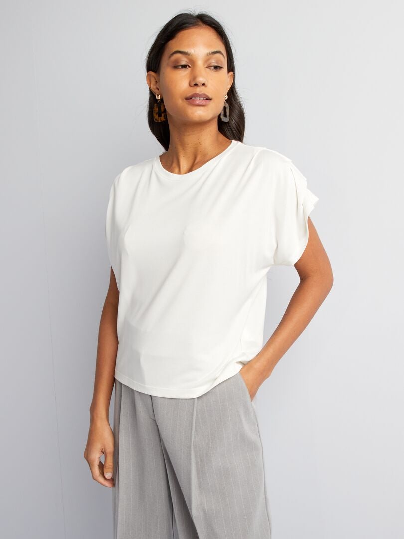 Camiseta con mangas plisadas - BLANCA