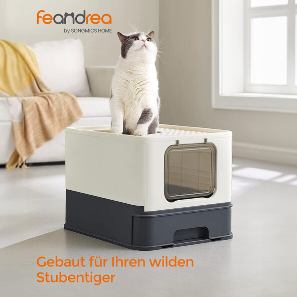 Cat litter box with scoop, anthracite