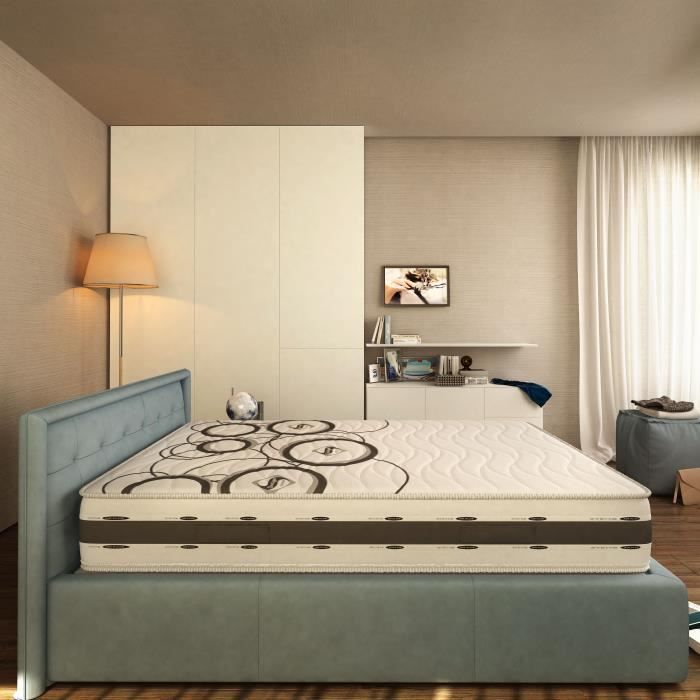 Colchón de espuma viscoelástica NUIT D'ARGENT de 140x190 cm - 20 cm de grosor - Confort equilibrado - Para 2 personas