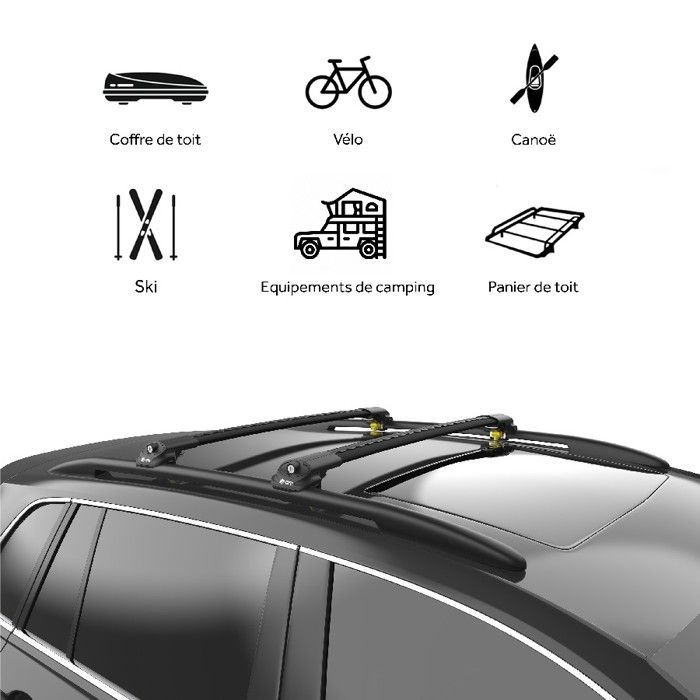 Barras de teto TURTLE AIR-1 para HYUNDAI VENUE QX 2020-2024 (SUV) Preto