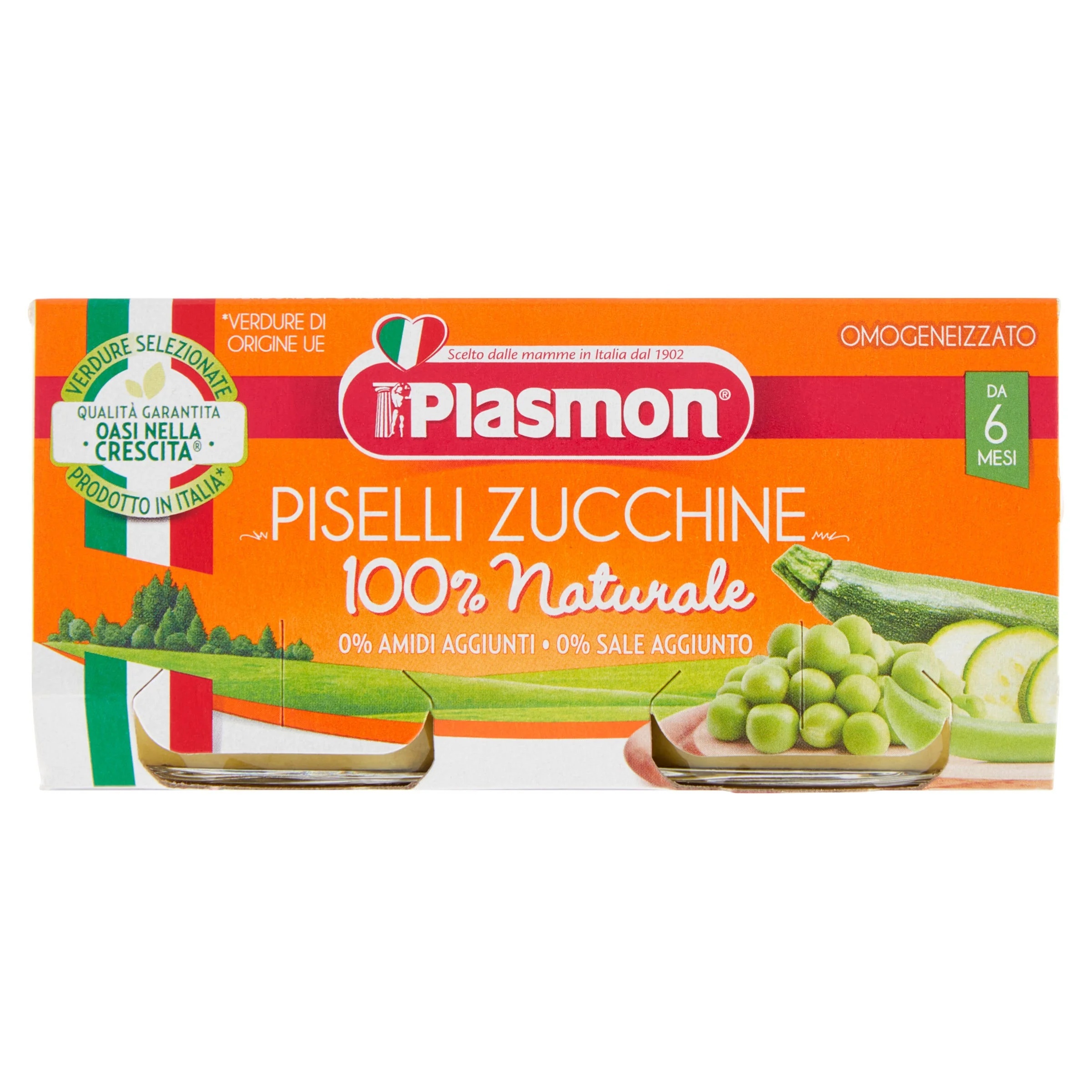 PLASMON Guisantes y calabacín homogeneizados Plasmon 80 g x 2P sin sal añadida