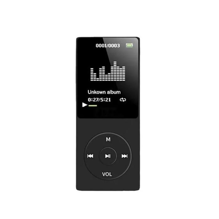 Reproductor MP3/MP4 portátil de 8 GB con pantalla HD de 1,8 pulgadas, color negro, ideal para música, deportes, paseos y actividades infantiles. Alta calidad, multiformato, compacto y multifuncional.