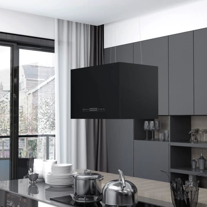 Hotte îlot aspirante - ZERODIS - HB007 - Noir - 55 x 37 x (62-133.5) cm - 3 niveaux de vitesse