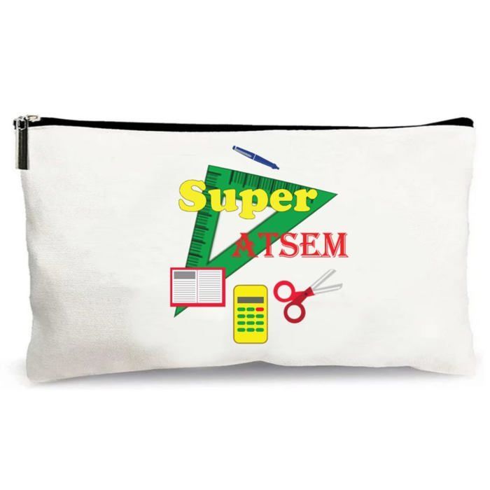 beige pencil case, thank you ATSEM, school ruler, handmade gift, thank you