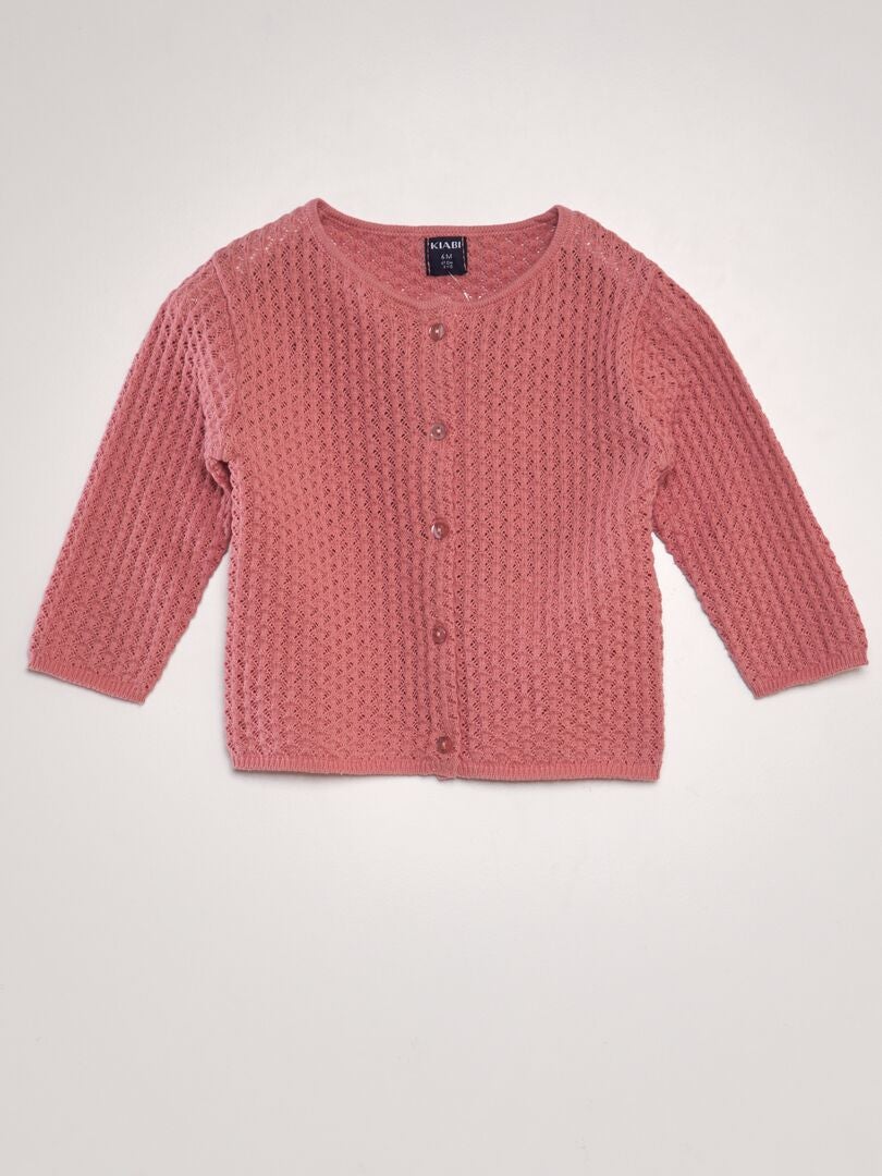 Cardigã de tricô estampado - rosa