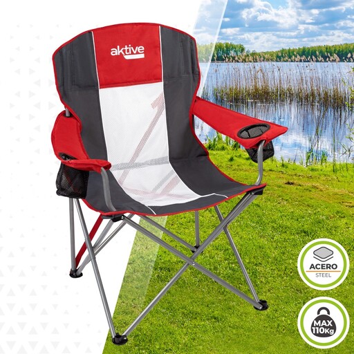 Silla Plegable Camping Xl Con Posavasos Aktive