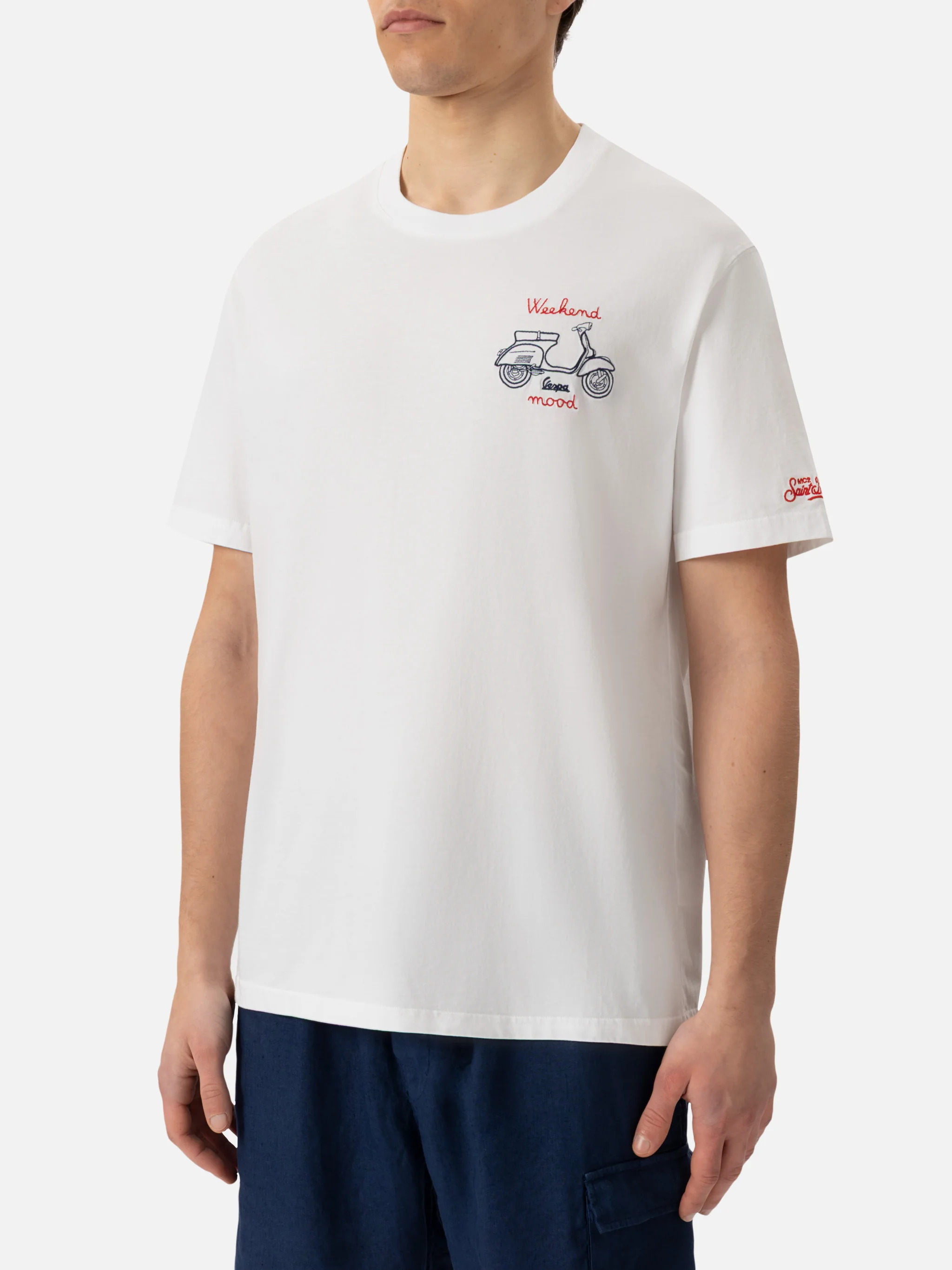 T-shirt Man in cotone con ricamo Vespa Week End Mood | VESPA SPECIAL E