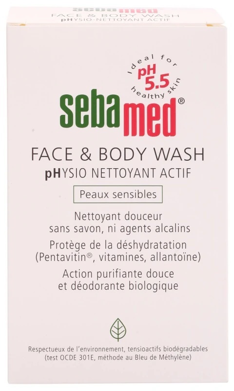 „Sebamed Face & Body Wash Sensitive Skin“ švelni valomoji emulsija veidui ir kūnui, skirta jautriai odai