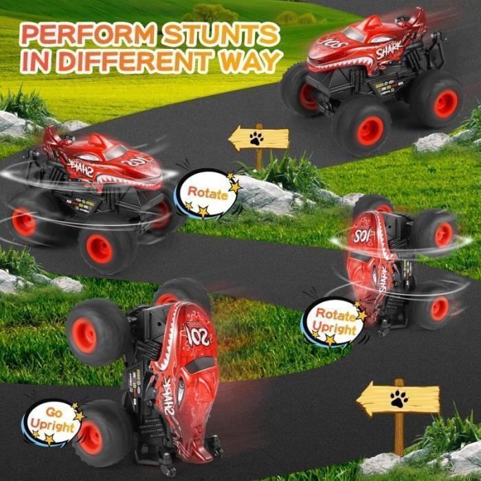 Voiture télécommandée - Monster Truck Dinosaure - Fonction danse améliorée - Lumières 3 modes - Cascades 360°