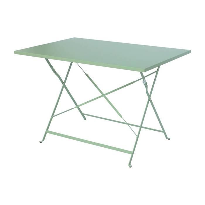 Salon de jardin bistrot pliable - Emilia rectangulaire vert de gris - Table 110x70cm avec quatre chaises pliantes. acier thermolaqué