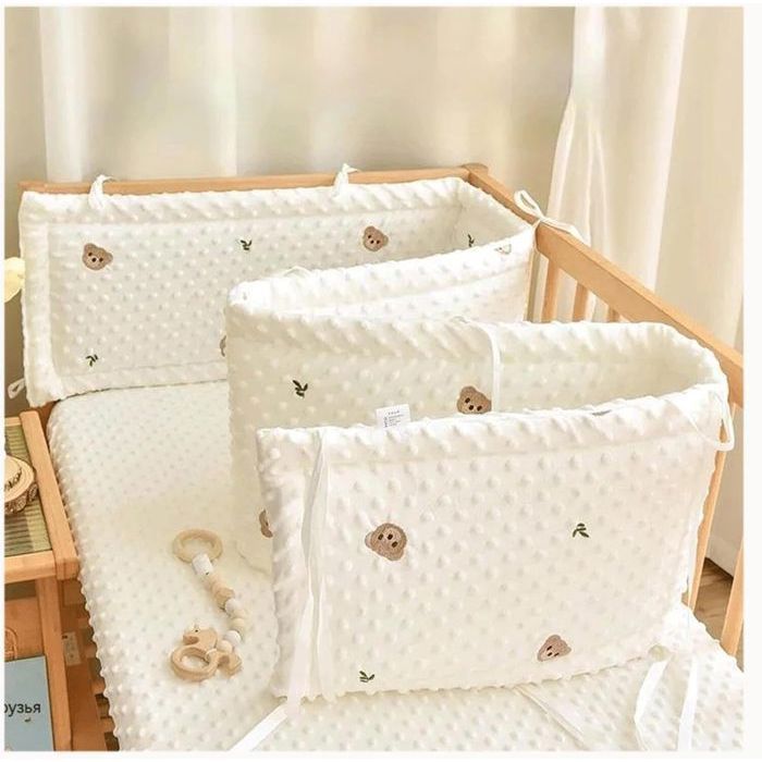 Babybettumrandung, weich, atmungsaktiv, waschbar, Gitterstabschutz für Babybetten, 140 x 28 cm