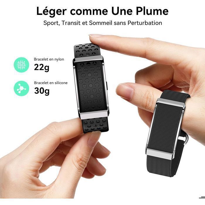 Pulsera inteligente WENZYLIQUOX - Pulsera inteligente sin pantalla - Monitorización continua de frecuencia cardíaca y SpO₂ - 35 días de duración de la batería - Resistencia al agua IP68