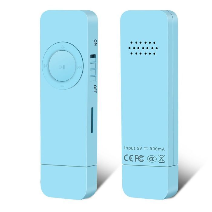 Lettore MP3, 4 GB, qualità audio HD, stereo, ricarica USB, portatile, blu