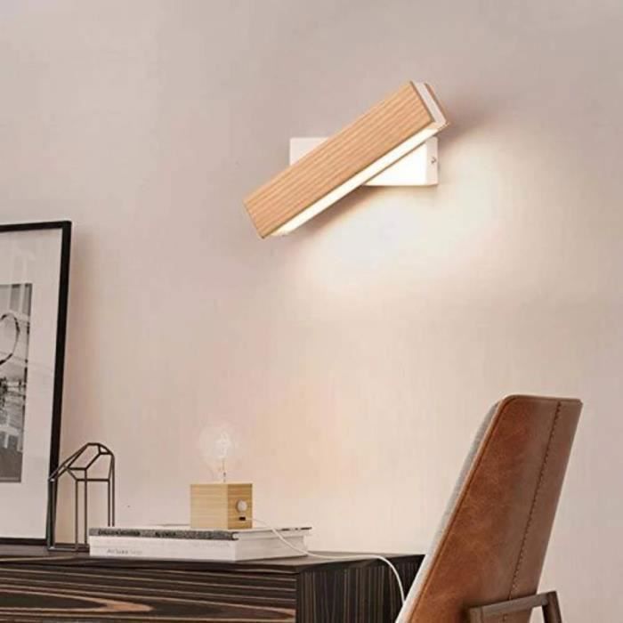 DELIPOP LED-wandlamp voor binnen – 4W houten wandlamp, 360° draaibaar, 3000K warm licht – voor trappenhuis, slaapkamer