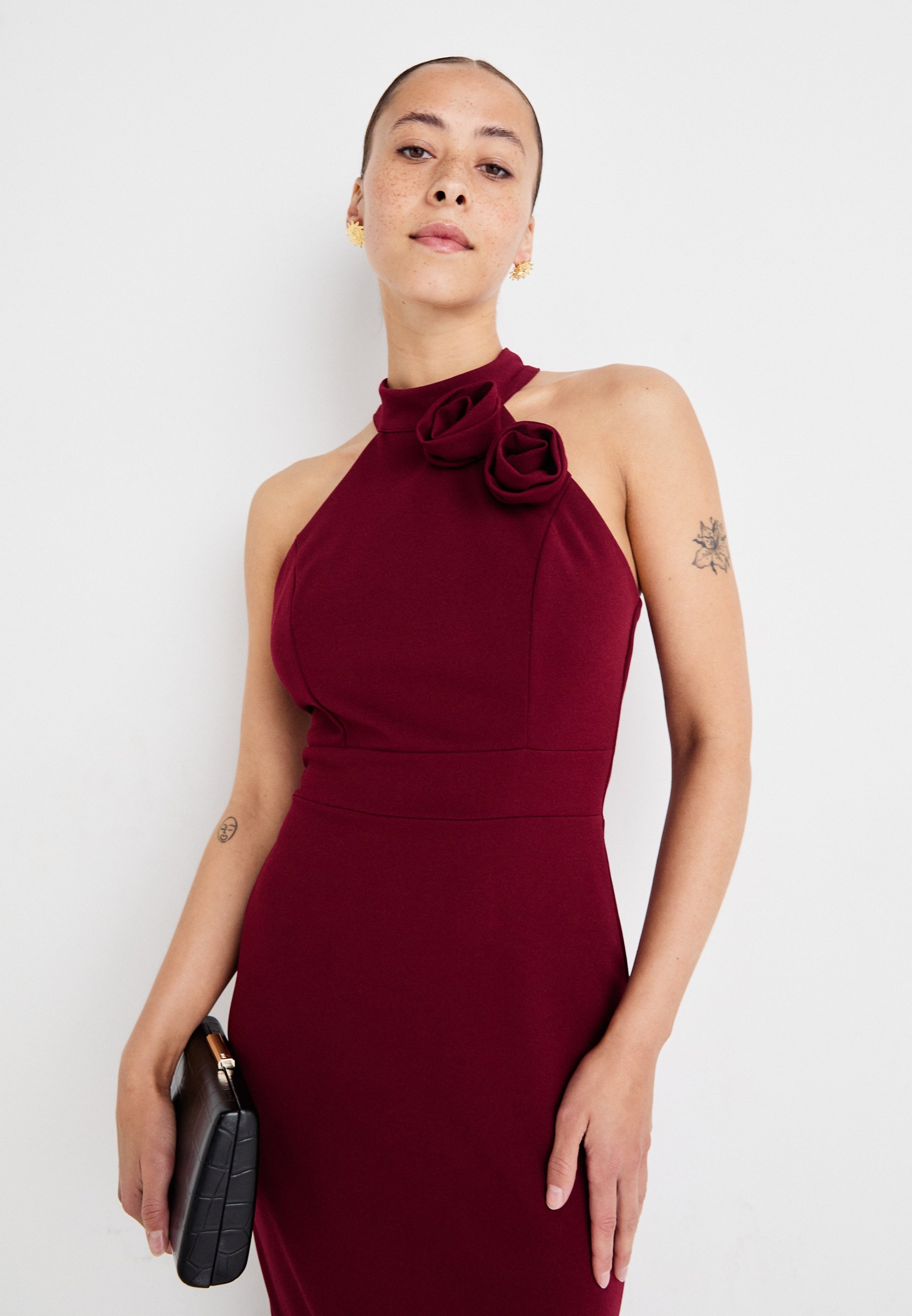 WAL G PETITE WEDDING CHARLOTTE FLOWER MAXI - Žerzejové šaty - vínová