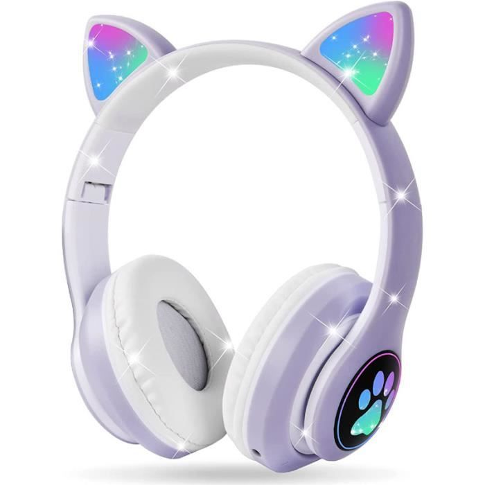 Casque Audio Enfants - FOLAYA - Violet - Bluetooth 5.0 - Volume Limité 105dB - Micro Intégré