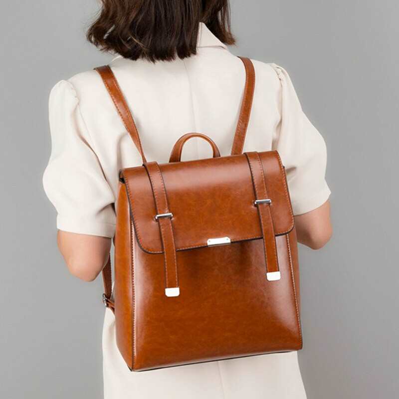 Zaino da donna alla moda in pelle PU di alta qualità, zaino scolastico per ragazze adolescenti, borsa a tracolla multifunzionale casual, Mochila