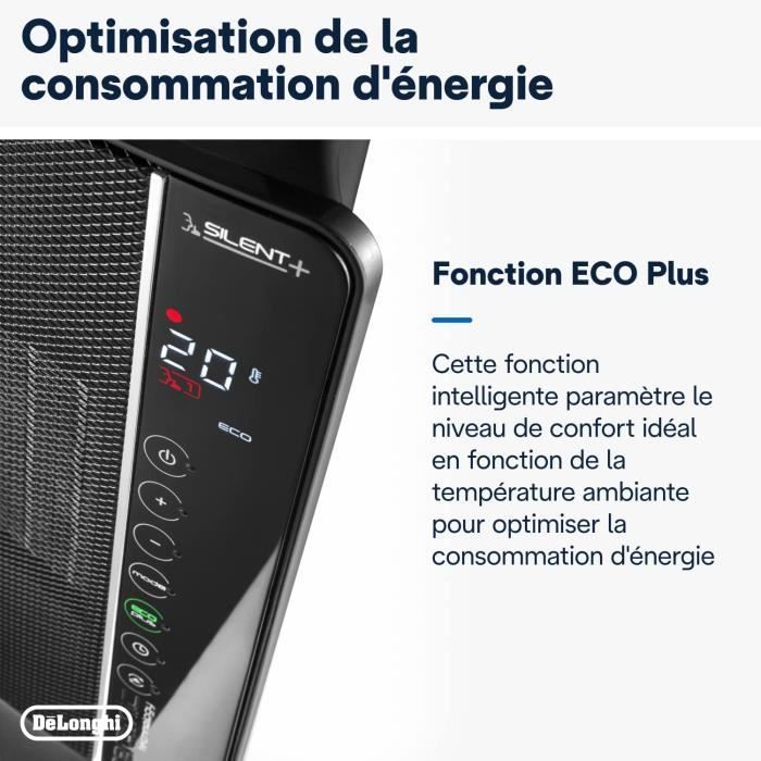 Calefactor cerámico DELONGHI - DCH7993ER.BC - 2400W - Negro y cromo