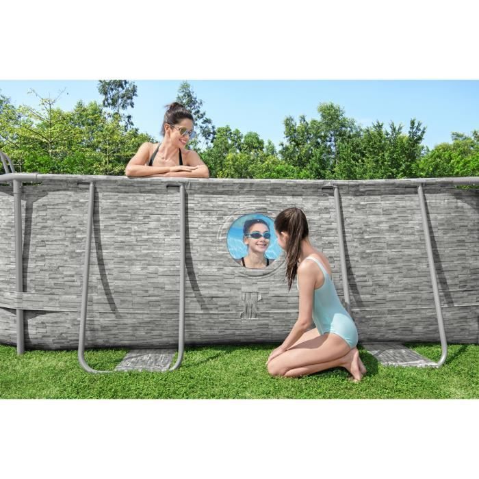 Kit de piscina tubular elevada BESTWAY - Steel Pro Max™ - 488 x 305 x 107 cm - Ovalada (Filtro de arena, cubierta, escalera)