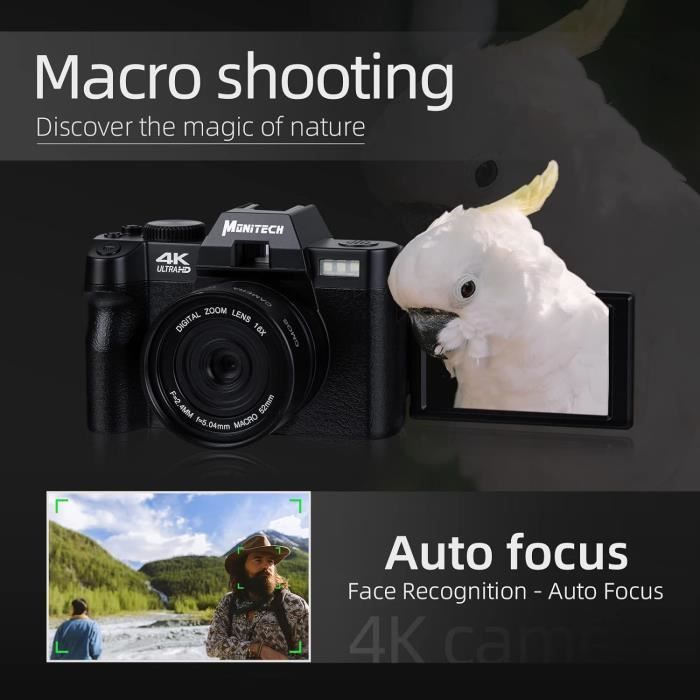 4K Digital Camera, 48MP Video Camera, 4K Digital Zoom, 16x Compact Camera and Vlogging Camera