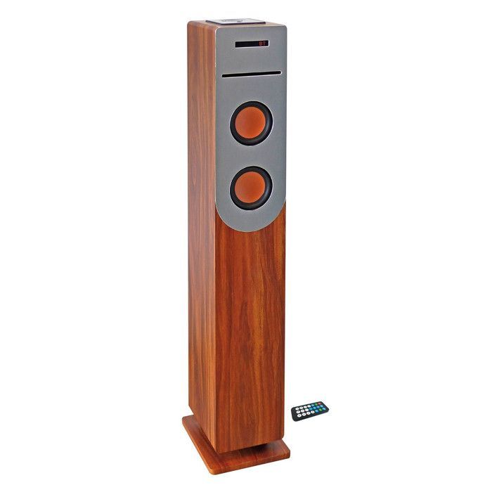 Tour de son finition Bois avec lecteur CD, Bluetooth, FM et USB, 100W + télécommande HP34-BTH-CD