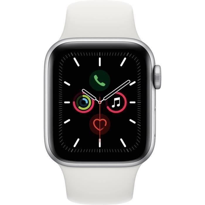 Apple Watch Series 5 GPS 40 mm Boîtier aluminium Argent - Bracelet Blanc - S/M (2019) - Reconditionné - Excellent état