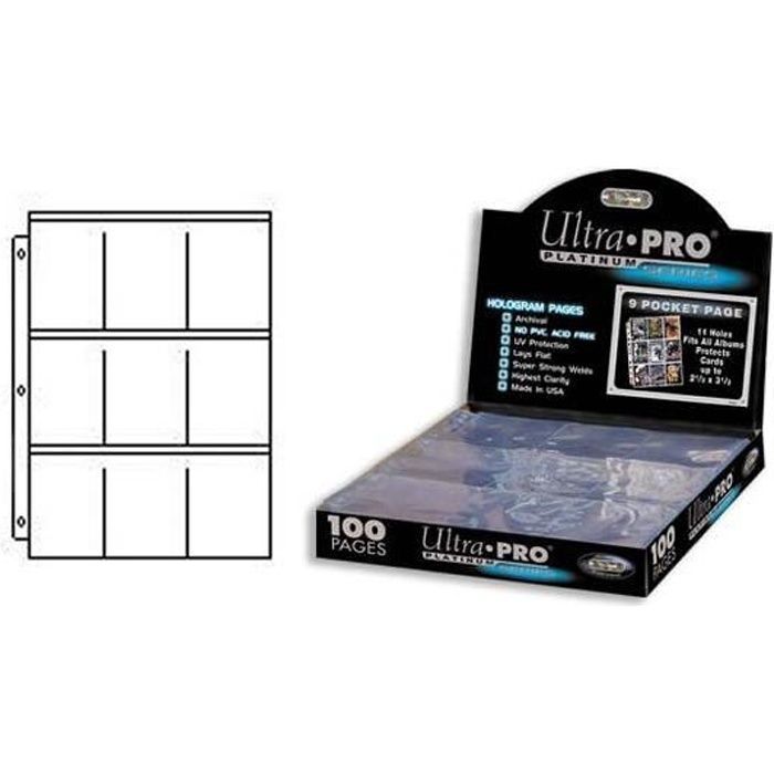 Folhas para fichário - Ultra Pro - Série Platinum - 100 folhas - Pokémon - Magic - Yu-Gi-Oh!