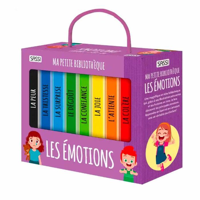 Sassi Junior | Lot de 8 livres - Ma petite bibliothèque Les émotions - Multicolore - 22 x 18 cm