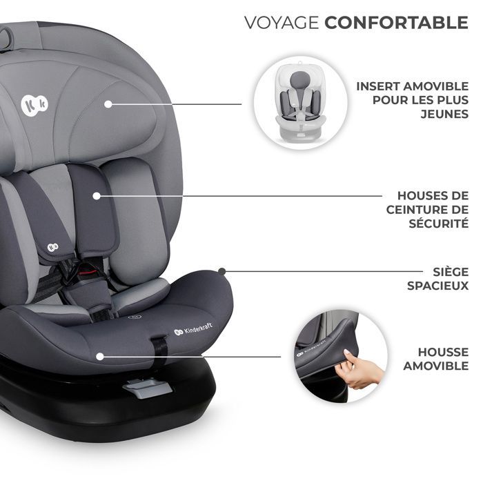 Kinderkraft I-GROW I-SIZE 360° drehbarer Autositz - Grau