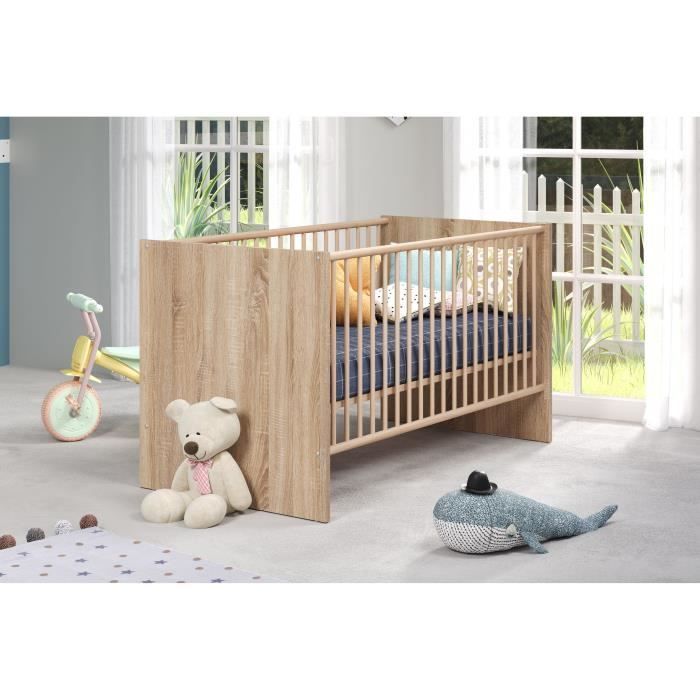 NIKO Baby Room Duo - 70x140 cm Cot + 2-Door Changing Unit - Natural Oak Finish - TRENDTEAM