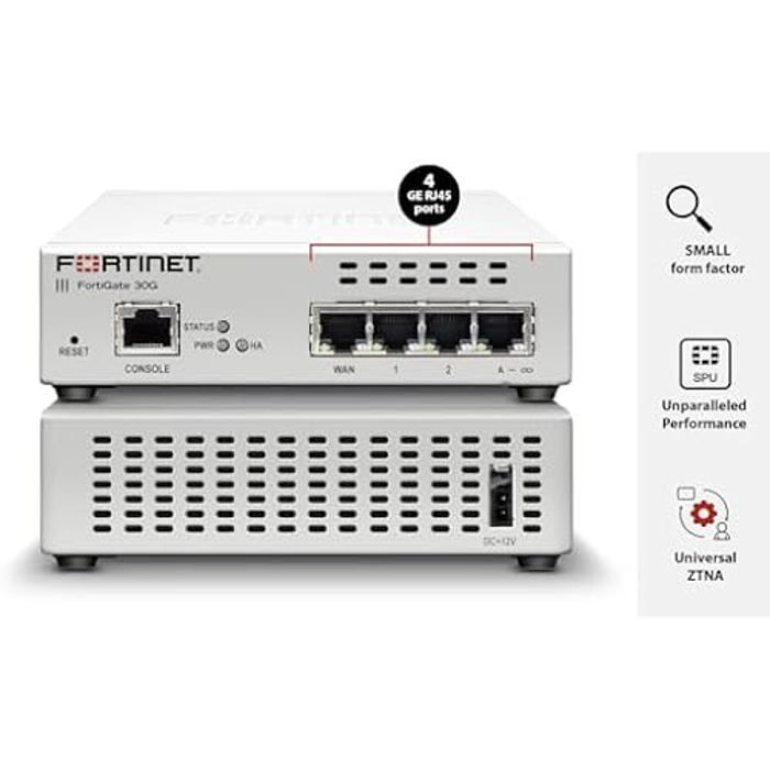 Firewall - FORTINET - FortiGate-30G - 4 portas Gigabit Ethernet - SD-WAN - Gerenciamento centralizado