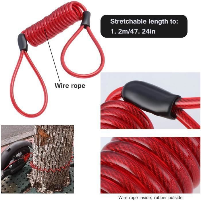 Cadenas Antivol pour Trottinette Moto Vélo Verrou Frein Disque avec Câble de Rappel pour Trottinette Electrique Xiaomi M365/Pro