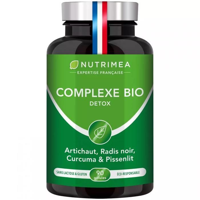 DETOX foie et colon • Complexe BIO Artichaut Radis Noir Curcuma • Detoxifiant naturel • 90 gélules végétales - Nutrimea