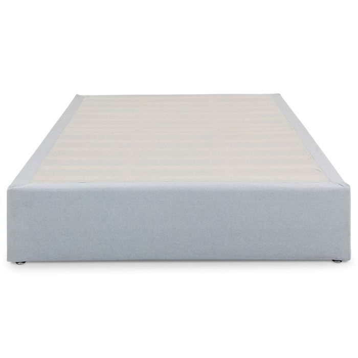 Base de cama tapizada MAYA de 160 x 200 cm, estructura de madera y revestimiento de tela gris, estructura de cama de matrimonio con patas.