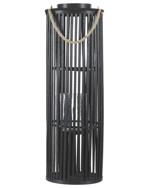 Lampion świecznik 80 cm drewno czarny