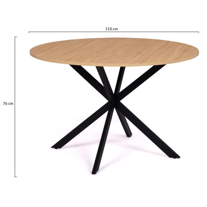 Fixed round dining table - IDMARKET - ALIX - Wood and black - 6 people - 110 cm