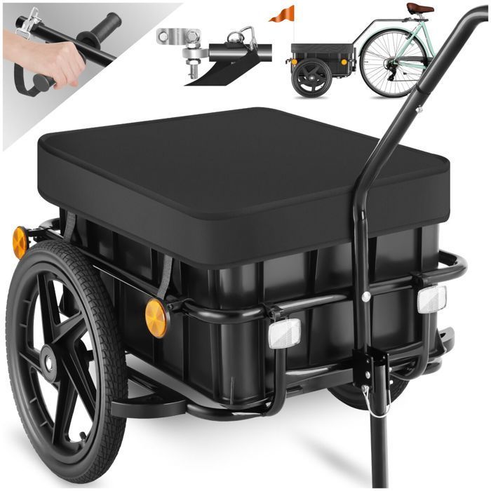 Remorque à vélo - TECTAKE - Remorque Cargoxpress multifonction avec caisson amovible, pneus profilés et roulements à billes