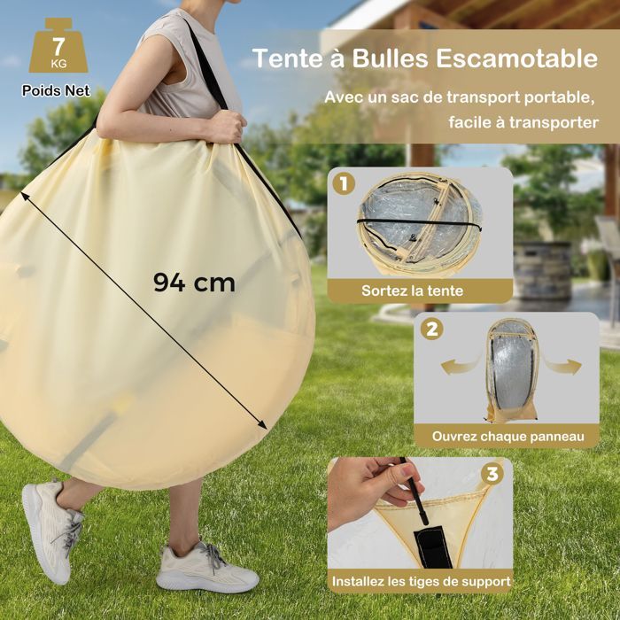 Tienda de campaña plegable de PVC COSTWAY para 5-6 personas con bolsa de transporte y estacas, resistente a la intemperie, 265 x 265 cm