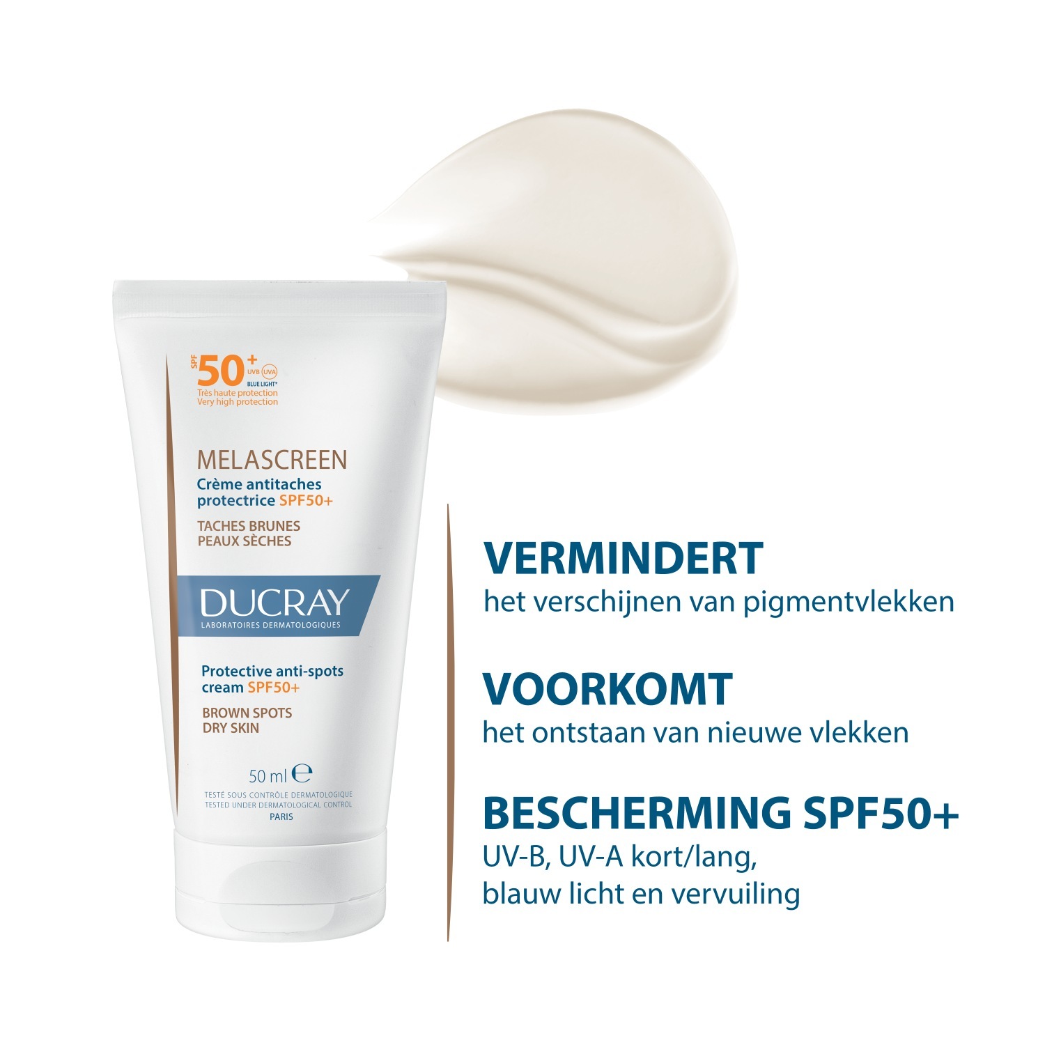 „Ducray“ apsauginis kremas nuo pigmentinių dėmių MELASCREEN SPF 50+, 50 ml