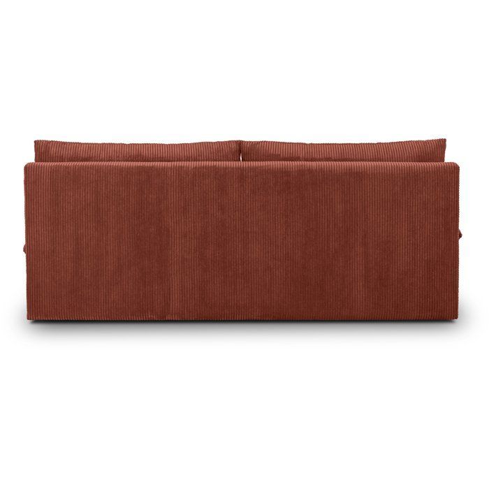 Sofá convertible de 3 plazas - MASSA - Tejido de pana color terracota - Patas de madera maciza - Ancho 195 x Alto 82 x Profundidad 86 cm