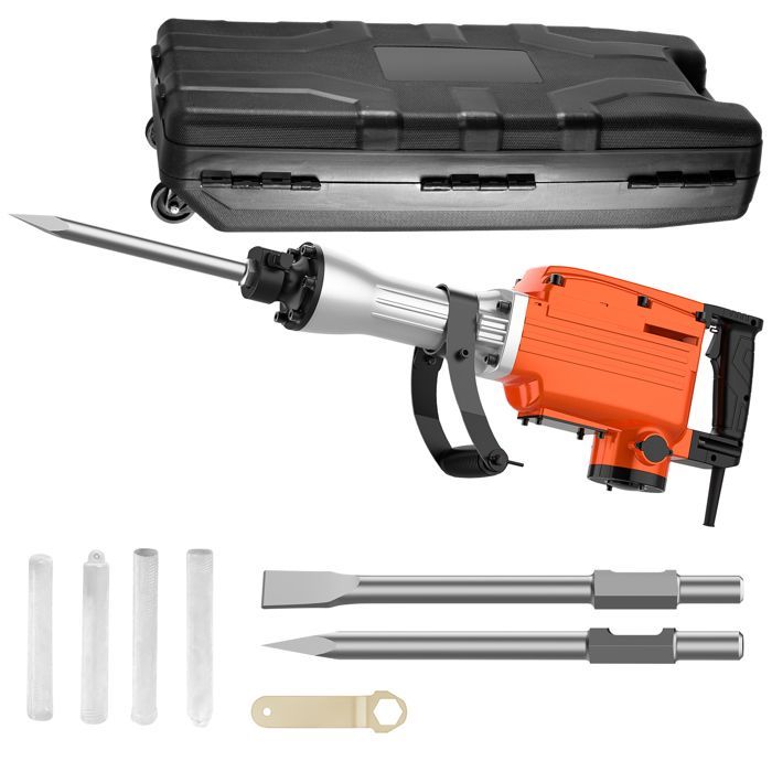 Martello demolitore per impieghi gravosi 65J - 2200W - Demolizione di cemento e muratura - 65A Professional (con ruote e valigetta)