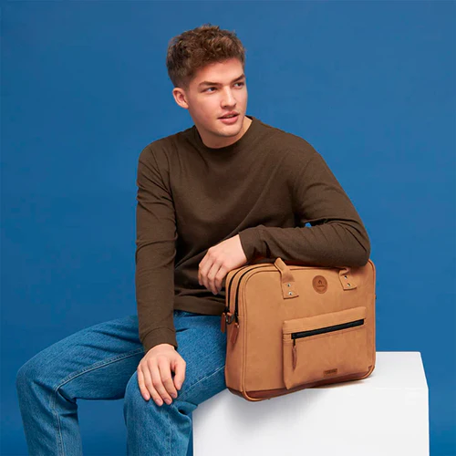Cabaia Camelkleurige Moscow laptoptas
