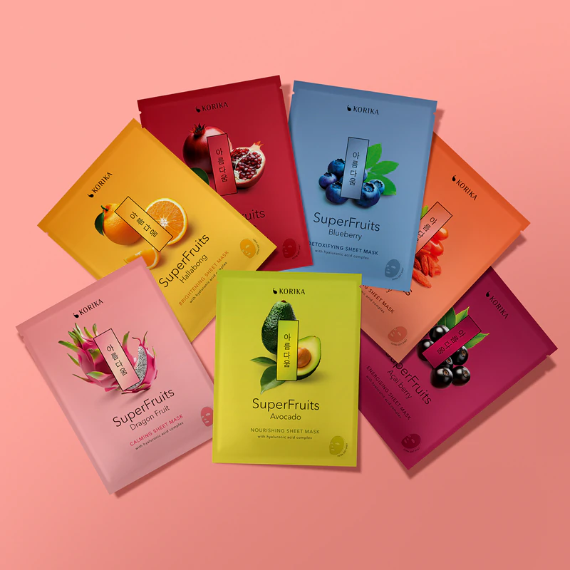 KORIKA SuperFruits Romã - Máscara Facial Hidratante em Tecido