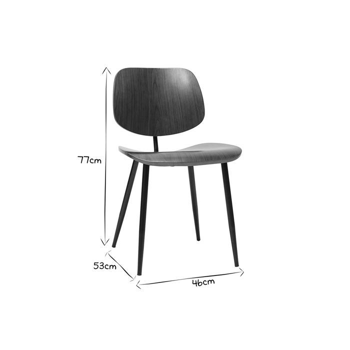 Miliboo - Sedie TOBIAS in legno di noce scuro e metallo nero (set da 2)